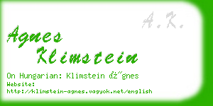 agnes klimstein business card